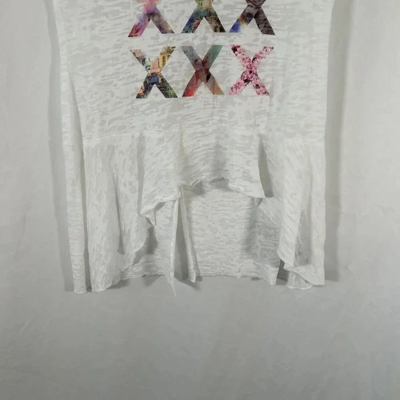 Guess Shirt Women Small White Vneck Graphic Pribt Short Sleeve Lightweight - Picture 3 of 9